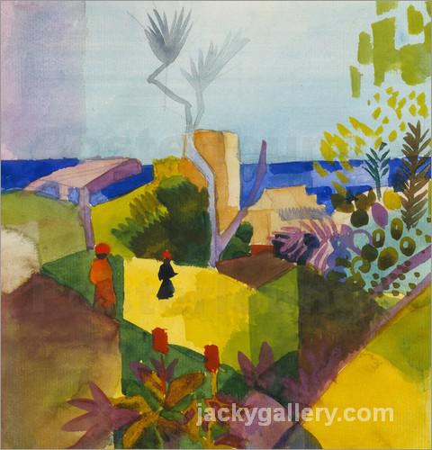 Landscape by the sea, August Macke painting